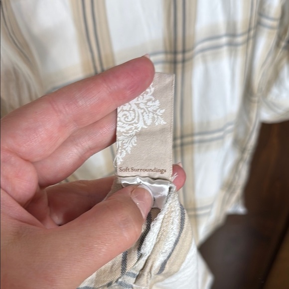 Cream and Tan button down Plaid nighty Shirt Dress  soft surroundings Women’s XL - Picture 5 of 6